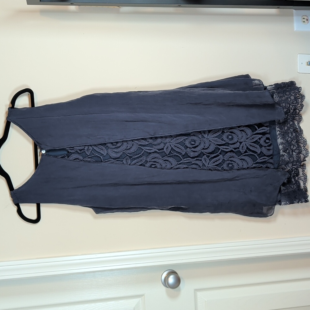 H Trend Italian Made Blue Lace Silk Whimsical Dress